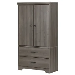 Storage Cabinets*South Shore Versa 2-Door Armoire with Drawers, (10604) Gray Maple