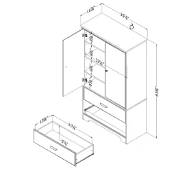 Storage Cabinets*South Shore Versa 2-Door Armoire with Drawers, (10604) Gray Maple