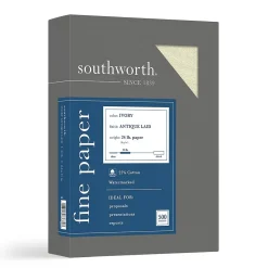 Resume Paper*Southworth Antique Laid ID Paper, 24 lbs., 8.5" x 11", Ivory, 500/Ream (464C)