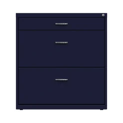 File Cabinets*Space Solutions 3-Drawer Lateral File Cabinet, Letter/Legal Size, Lockable, 31.88"H x 30"W x 17.63"D, Navy (25073)