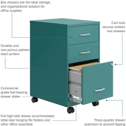File Cabinets*Space Solutions 3-Drawer Mobile Vertical File Cabinet, Letter Size, Lockable, 26.7