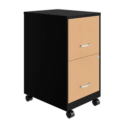 File Cabinets*Space Solutions 2-Drawer Mobile File Cabinet, Letter Size, Lockable, 26.7"H x 14.25"W x 18"D, Black/Platinum Oak (25855)