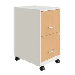 File Cabinets*Space Solutions 2-Drawer Mobile File Cabinet, Letter Size, Lockable, 26.7"H x 14.25"W x 18"D, Pearl White/Platinum Oak (25854)
