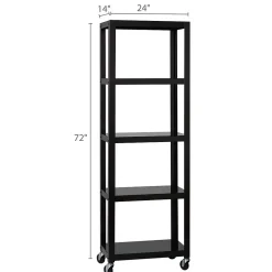 Bookcases*Space Solutions Ready-to-assemble 72-inch High Mobile 5-Shelf Bookcase, Black