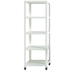 Bookcases*Space Solutions Ready-to-assemble 72-inch High Mobile 5-Shelf Bookcase, White