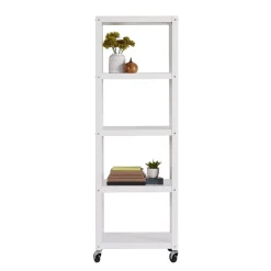 Bookcases*Space Solutions Ready-to-assemble 72-inch High Mobile 5-Shelf Bookcase, White