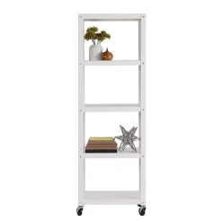 Bookcases*Space Solutions Ready-to-assemble 72-inch High Mobile 5-Shelf Bookcase, White