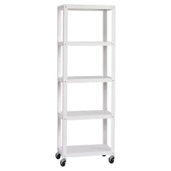 Bookcases*Space Solutions Ready-to-assemble 72-inch High Mobile 5-Shelf Bookcase, White