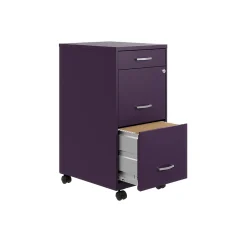 File Cabinets*Space Solutions SOHO Organizer 3-Drawer Mobile Vertical File Cabinet, Letter Size, Lockable, Midnight Purple (25285)