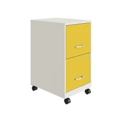 File Cabinets*Space Solutions SOHO Smart File 2-Drawer Mobile Vertical File Cabinet, Letter Size, Lockable, Pearl White/Goldfinch (25337)