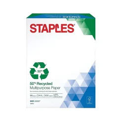 Multipurpose Paper*Staples 50% Recycled 8.5" x 11" Multipurpose Paper, 24 lbs., 96 Brightness, 500/Ream (86059)