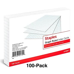 Index Cards*Staples ™ 4" x 6" Index Card, Graph Ruled, White, 100/Pack (TR50997)