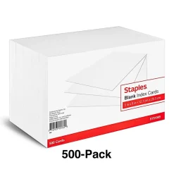 Index Cards*Staples 5" x 8" Index Cards, Blank, White, 500/Pack (TR51005)
