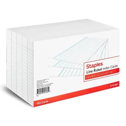 Index Cards*Staples 5" x 8" Index Cards, Lined, White, 500/Pack (TR51006)