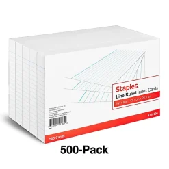 Index Cards*Staples 5" x 8" Index Cards, Lined, White, 500/Pack (TR51006)
