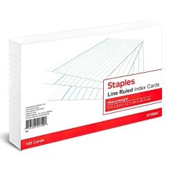 Index Cards*Staples ™ 5" x 8" Index Cards, Lined, White, 100/Pack (TR50987)