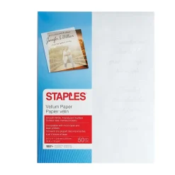 Multipurpose Paper*Staples 8.5" x 11" Vellum Paper, 29 lbs., 92 Brightness, 50/Pack (26232-CC)