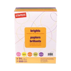 Multipurpose Paper*Staples ® Brights 8.5" x 11" (US letter) Multipurpose Paper, 24 lbs., 800/Ream (25492) Multicolor