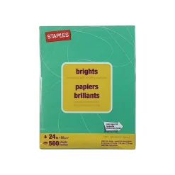 Multipurpose Paper*Staples Brights Multipurpose Paper, 24 lbs., 8.5" x 11", , 500/Ream (20103) Dark Green