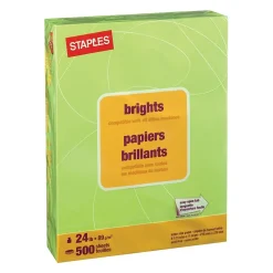 Multipurpose Paper*Staples Brights Multipurpose Paper, 24 lbs., 8.5" x 11", , 500/Ream (20105) Lime