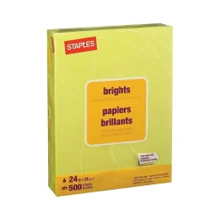 Multipurpose Paper*Staples Brights Multipurpose Paper, 24 lbs., 8.5" x 11", , 500/Ream (20107) Light Yellow