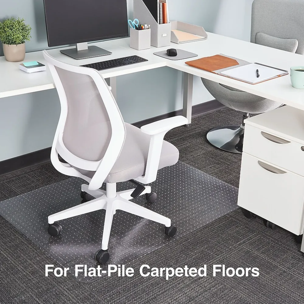 Chair Mats*Staples Carpet Chair Mat, 36" x 48'', Flat-Pile, Clear (27013-US/CC)