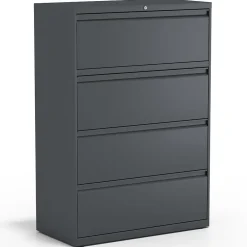 File Cabinets*Staples Commercial 4-Drawer Lateral File Cabinet, Letter/Legal Size, Lockable, 52.5"H x 36"W x 18.63"D, Charcoal (60944/20886)