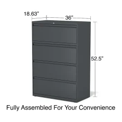 File Cabinets*Staples Commercial 4-Drawer Lateral File Cabinet, Letter/Legal Size, Lockable, 52.5