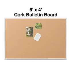 Bulletin*Staples Cork Bulletin Board, Aluminum Frame, 6'W x 4'H (28317-CC)