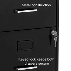 File Cabinets*Staples 2-Drawer Light Duty Vertical File Cabinet, Locking, Letter, Black, 18