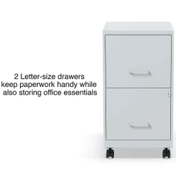 File Cabinets*Staples 2-Drawer Mobile Vertical File Cabinet, Letter Size, Lockable, 26.3"H x 14.3"W x 18.9"D, Gray (ST60053-CC) Platinum