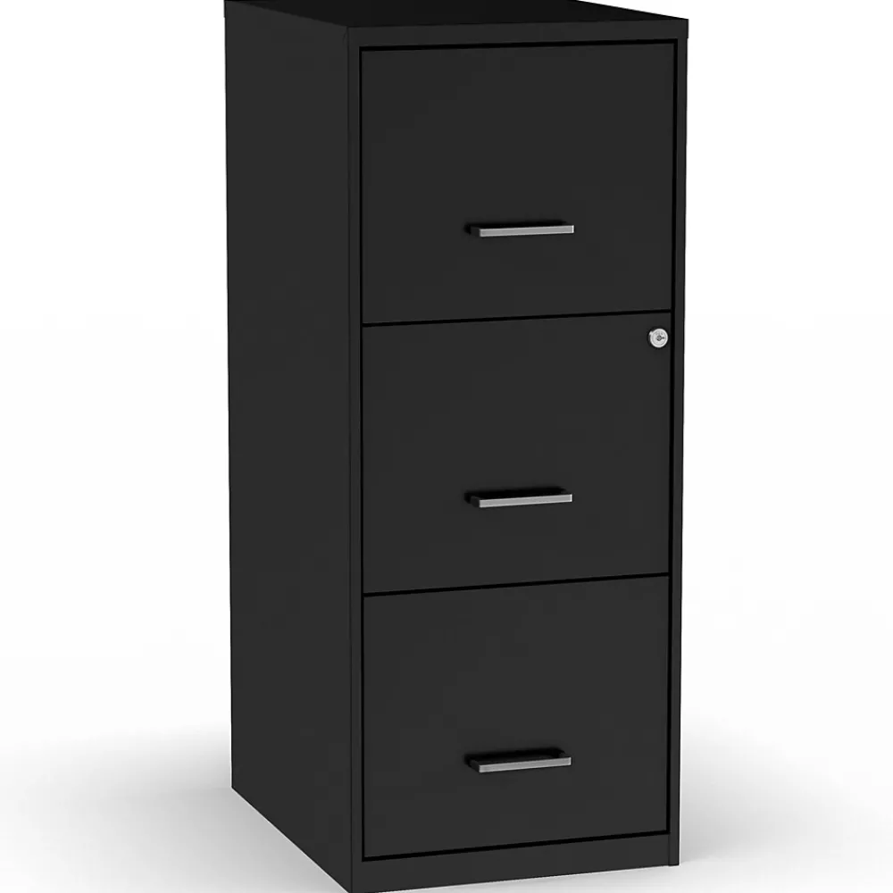 File Cabinets*Staples 3-Drawer Vertical File Cabinet, Letter Size, Lockable, 34.9"H x 14.3"W x 18.9"D, Black (ST52151-CC)