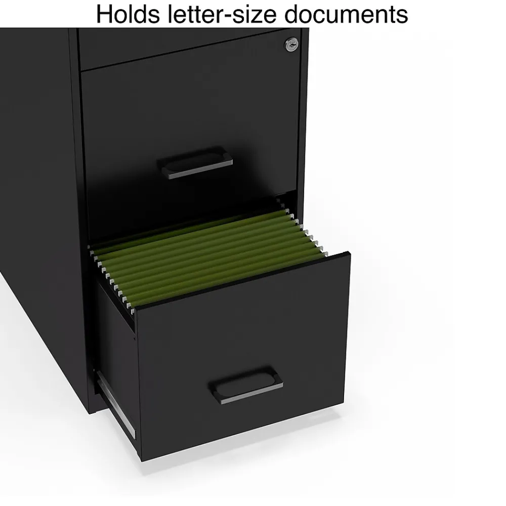 File Cabinets*Staples 3-Drawer Vertical File Cabinet, Letter Size, Lockable, 34.9"H x 14.3"W x 18.9"D, Black (ST52151-CC)