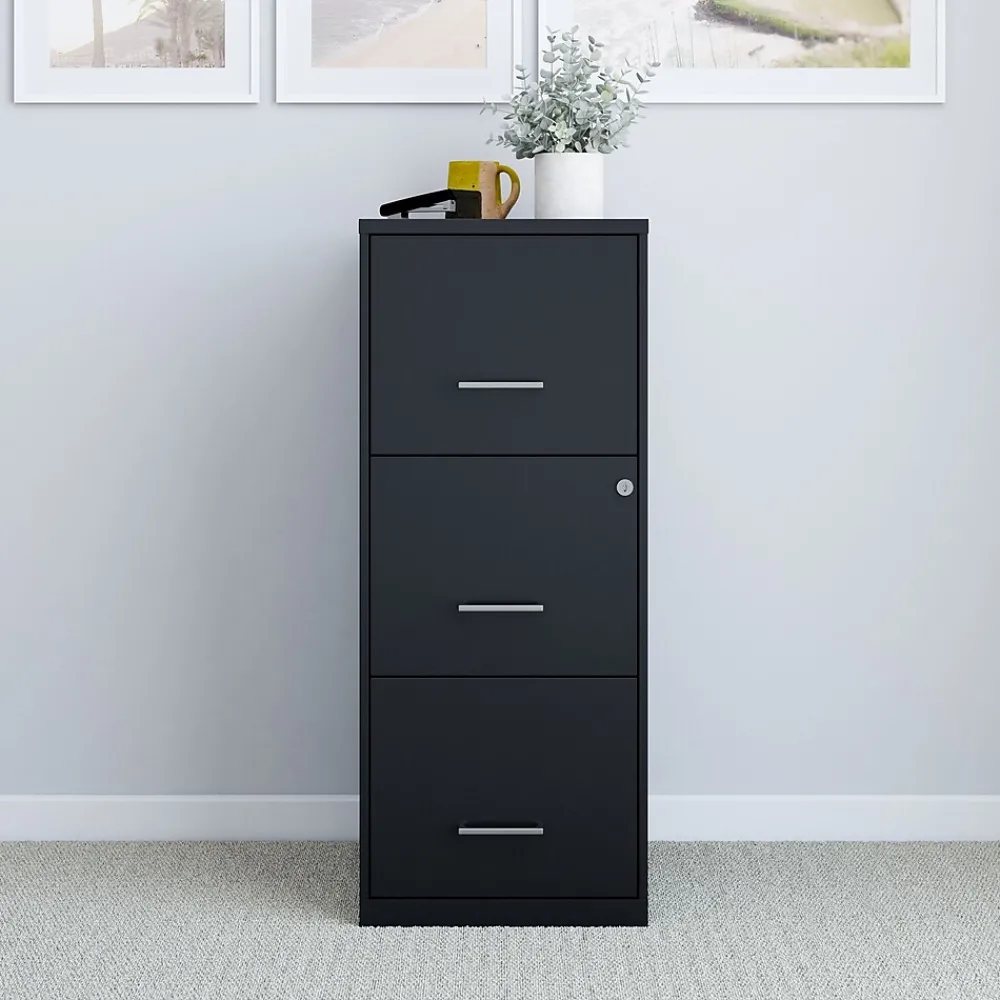 File Cabinets*Staples 3-Drawer Vertical File Cabinet, Letter Size, Lockable, 34.9"H x 14.3"W x 18.9"D, Black (ST52151-CC)