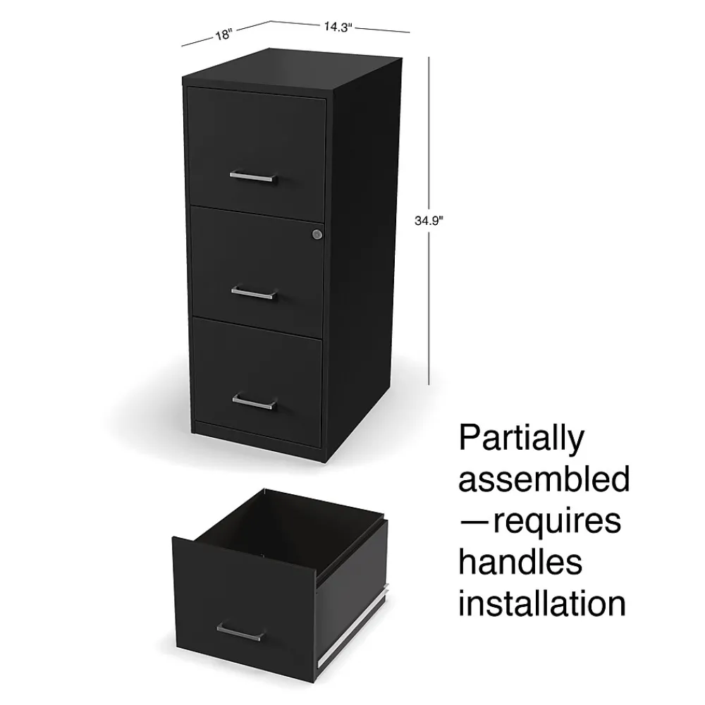 File Cabinets*Staples 3-Drawer Vertical File Cabinet, Letter Size, Lockable, 34.9"H x 14.3"W x 18.9"D, Black (ST52151-CC)