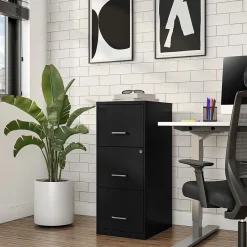 File Cabinets*Staples 3-Drawer Vertical File Cabinet, Letter Size, Lockable, 34.9