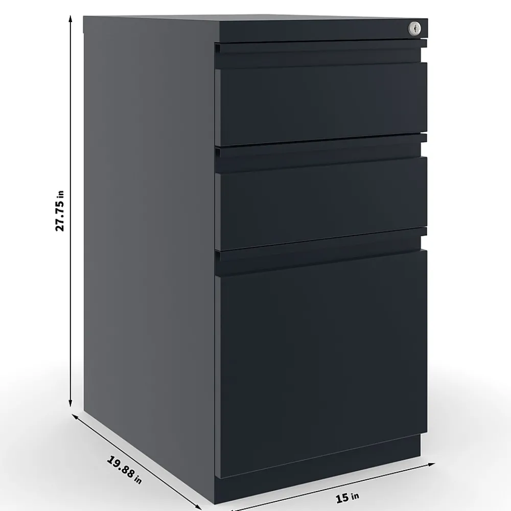 File Cabinets*Staples 3-Drawer Vertical File Cabinet, Locking, Letter, Black, 19.88"D (24874D)