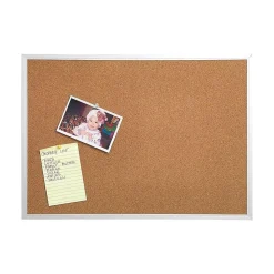 Bulletin*Staples Durable Cork Bulletin Board, Silver Frame, 4'W x 3'H (43798)
