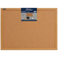 Bulletin*Quartet Staples Durable Cork Bulletin Board, Oak Finish Frame, 2' x 3' (85223B)