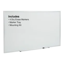 Dry Erase*Staples Durable Magnetic Porcelain Dry-Erase Whiteboard, Aluminum Frame, 4' x 3' (52467/28331)