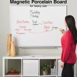 Dry Erase*Staples Durable Magnetic Porcelain Dry-Erase Whiteboard, Aluminum Frame, 4' x 3' (52467/28331)