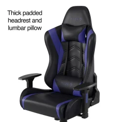 Gaming Chairs*Emerge Staples Vartan Bonded Leather Ergonomic Gaming Chair, Black/Blue (53242V)