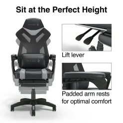 Gaming Chairs*Emerge Staples Vomax Bonded Leather Ergonomic Gaming Chair, Black/Gray (61364)