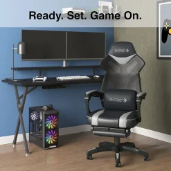 Gaming Chairs*Emerge Staples Vomax Bonded Leather Ergonomic Gaming Chair, Black/Gray (61364)