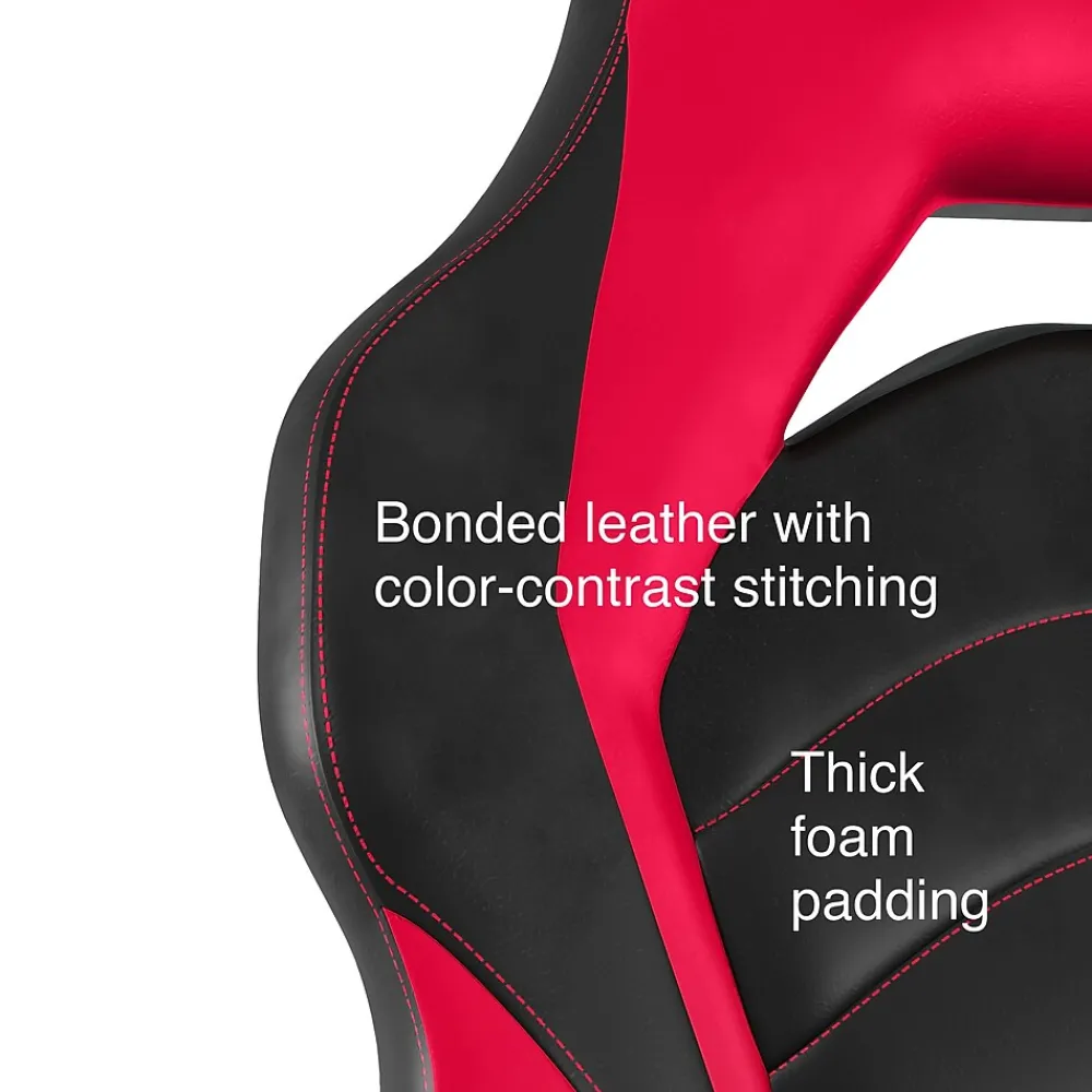 Gaming Chairs*Emerge Staples Vortex Bonded Leather Ergonomic Gaming Chair, Black and (51465-CC) Red