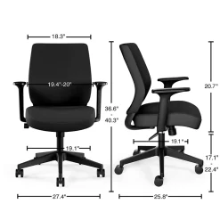 Office Chairs*Staples ® Essentials Ergonomic Fabric Swivel Task Chair, Black (UN59380)