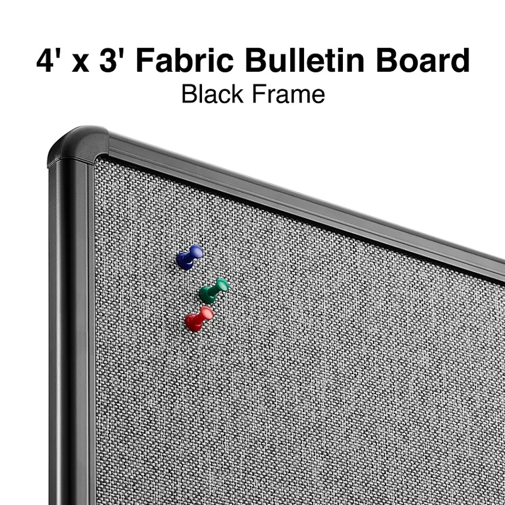 Bulletin*Staples Fabric Bulletin Board, Black Frame, 4' x 3' (ST61264)