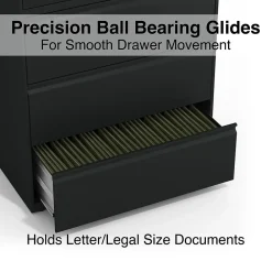 File Cabinets*Staples HL8000 Commercial 5-Drawer Lateral File Cabinet, Locking, Letter/Legal, Black, 36