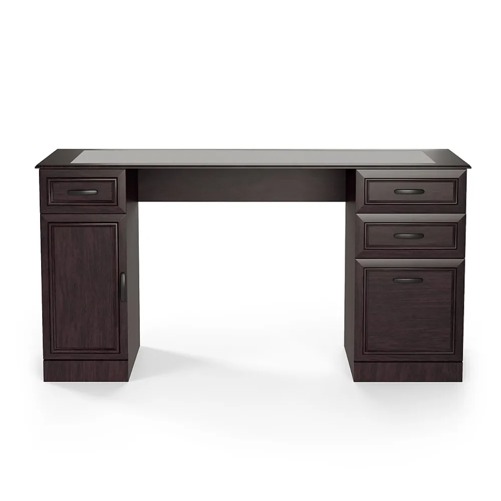 Computer Desks*Staples Kendall Park 58.5"W Double Pedestal Desk, Cherry (52105)