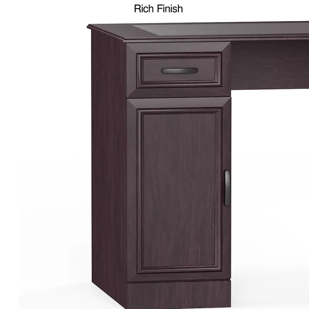 Computer Desks*Staples Kendall Park 58.5"W Double Pedestal Desk, Cherry (52105)